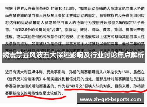 魏震禁赛风波五大深远影响及行业讨论焦点解析